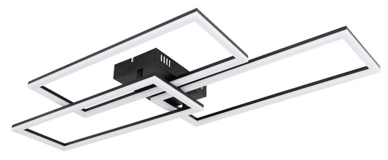 Globo LED Deckenleuchte Tiny 58W dimmbar Fernbedienung CCT warm-/tageslichtweiss Schwarz matt Metall 90x40cm