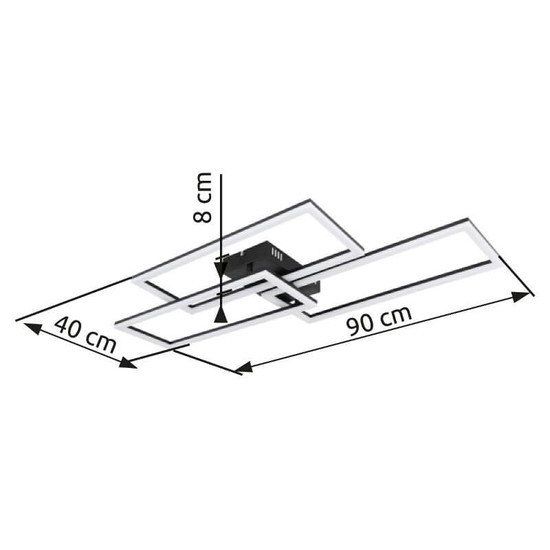 Globo LED Deckenleuchte Tiny 58W dimmbar Fernbedienung CCT warm-/tageslichtweiss Schwarz matt Metall 90x40cm