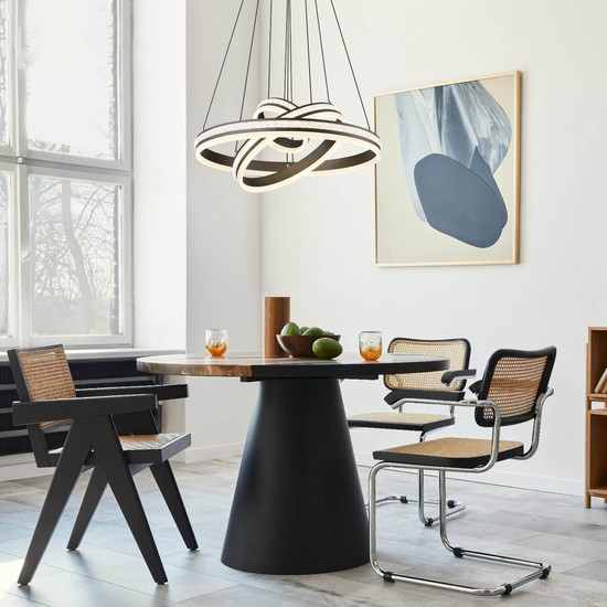 Globo LED Pendelleuchte Grouni 70W dimmbar Fernbedienung CCT warm-/tageslichtweiss Titanfarben gebürstet Metall Aluminium Ø60cm