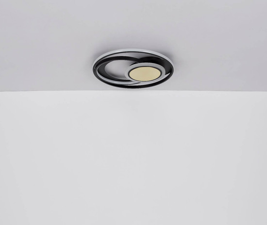 Globo LED Deckenleuchte Pikara 24W warmweiss Holzoptik schwarz matt Metall Aluminium Ø34,5cm