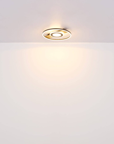 Globo LED Deckenleuchte Pikara 24W warmweiss Holzoptik schwarz matt Metall Aluminium Ø40,5cm