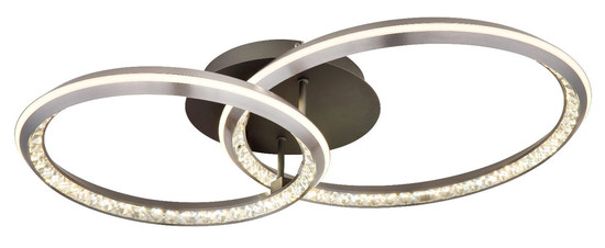 Globo LED Deckenleuchte Alaina 50W dimmbar Fernbedienung CCT warm-/tageslichtweiss Grau matt Metall Aluminium 75x50cm