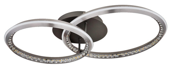Globo LED Deckenleuchte Alaina 50W dimmbar Fernbedienung CCT warm-/tageslichtweiss Grau matt Metall Aluminium 75x50cm