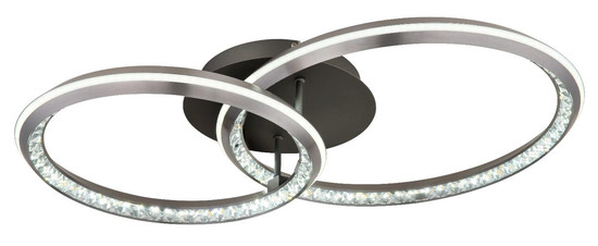 Globo LED Deckenleuchte Alaina 50W dimmbar Fernbedienung CCT warm-/tageslichtweiss Grau matt Metall Aluminium 75x50cm