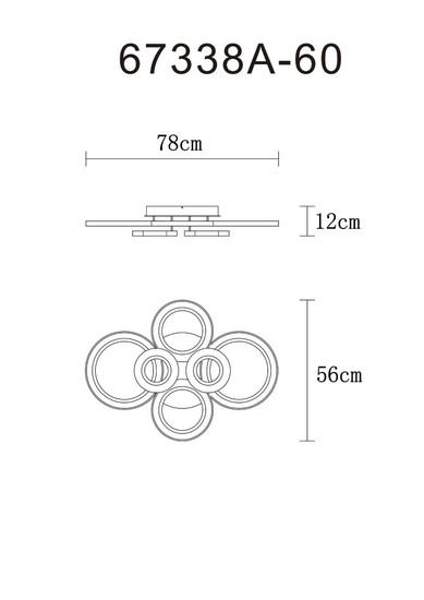 Globo LED Deckenleuchte Kora 60W dimmbar Fernbedienung CCT warm-/tageslichtweiss Schwarz matt anthrazit matt Metall 78x56cm