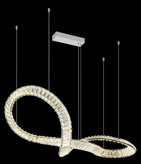 Globo LED Pendelleuchte Neil 72W dimmbar Fernbedienung CCT warm-/tageslichtweiss Verchromt klar Metall K5 Kristalle 120x110cm