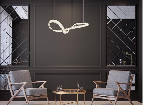 Globo LED Pendelleuchte Neil 72W dimmbar Fernbedienung CCT warm-/tageslichtweiss Verchromt klar Metall K5 Kristalle 120x110cm