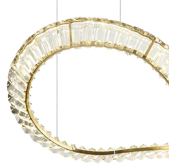 Globo LED Pendelleuchte Neil 72W dimmbar Fernbedienung CCT warm-/tageslichtweiss Goldfarben klar Metall K5 Kristalle 120x110cm