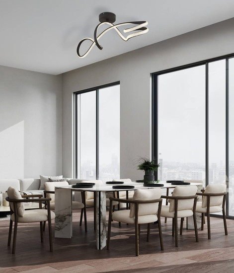 Globo Swirl LED Deckenleuchte 30W Neutralweiß Schwarz Matt, Metall 33cm 67341DS