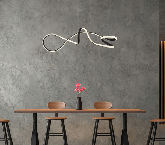 Globo Swirl LED Hängeleuchte 40W Neutralweiß Schwarz Matt, Metall 120cm 67341S