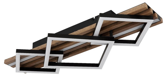 Globo LED Deckenleuchte Obrien 24W warmweiss + E14 Schwarz matt Metall 61x31cm