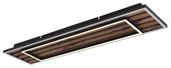 Globo Woody LED Deckenleuchte 36W Warmweiß Schwarz Matt, Metall Memoryfunktion 6cm 67345D2