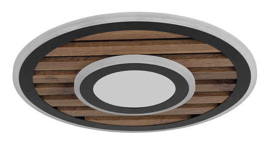 Globo Woody LED Deckenleuchte 24W Warmweiß Schwarz Matt, Metall Memoryfunktion Ø40cm 67345D4