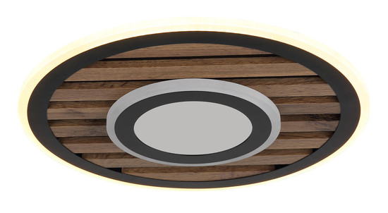 Globo Woody LED Deckenleuchte 24W Warmweiß Schwarz Matt, Metall Memoryfunktion Ø40cm 67345D4