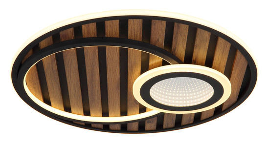 Globo Woody LED Deckenleuchte 32W Warmweiß Schwarz Matt, Metall Memoryfunktion Ø50cm 67345D5