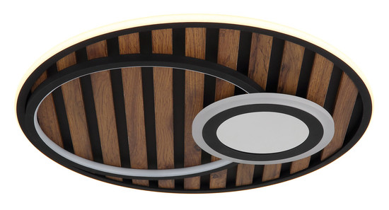 Globo Woody LED Deckenleuchte 32W Warmweiß Schwarz Matt, Metall Memoryfunktion Ø50cm 67345D5