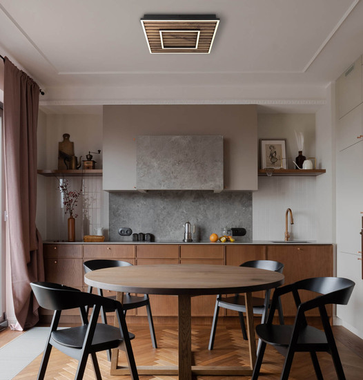 Globo Woody LED Deckenleuchte 18W Warmweiß Schwarz Matt, Metall Memoryfunktion 6cm 67345D