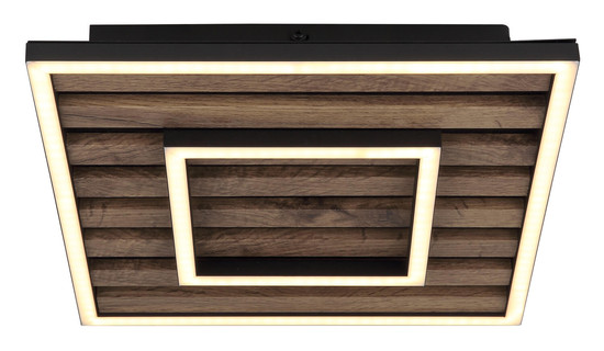 Globo Woody LED Deckenleuchte 18W Warmweiß Schwarz Matt, Metall Memoryfunktion 6cm 67345D