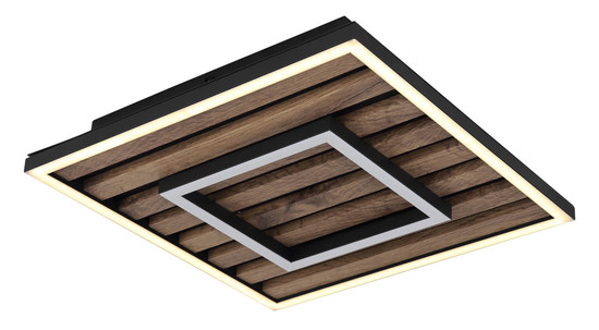 Globo Woody LED Deckenleuchte 18W Warmweiß Schwarz Matt, Metall Memoryfunktion 6cm 67345D