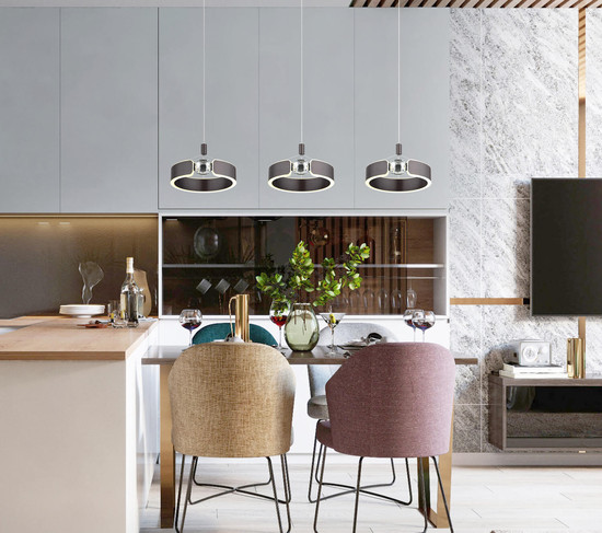 Globo Hendricks LED Hängeleuchte 36W Warmweiß Bronzefarben Gebürstet, Metall Ø22cm 67349-3H