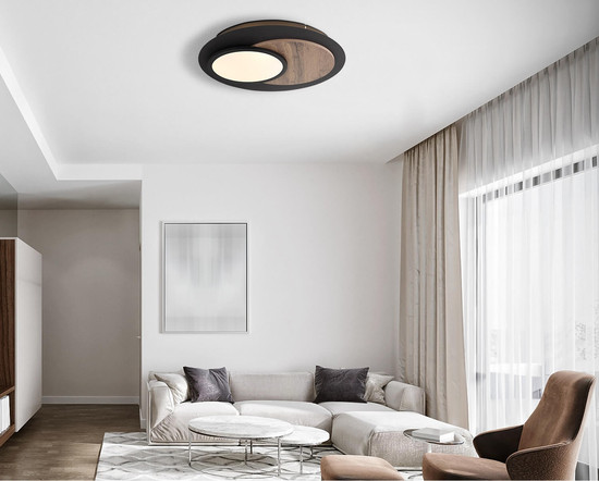 Globo Kory LED Deckenleuchte 24W Warmweiß Schwarz Matt, Metall Memoryfunktion Ø48cm 67351-24