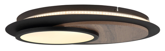 Globo Kory LED Deckenleuchte 24W Warmweiß Schwarz Matt, Metall Memoryfunktion Ø48cm 67351-24