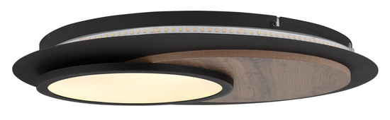 Globo Kory LED Deckenleuchte 24W Warmweiß Schwarz Matt, Metall Memoryfunktion Ø48cm 67351-24