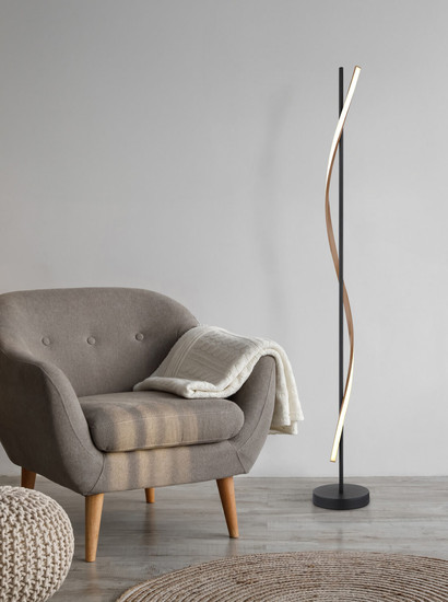 Globo Watkins LED Stehleuchte 30W Warmweiß Schwarz Matt, Metall 150,7cm 67354S