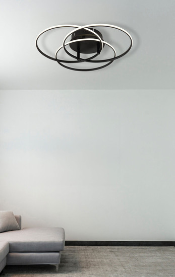 Globo Kombos LED Deckenleuchte 40W Neutralweiß Schwarz Matt, Metall Ø29cm 67355-40