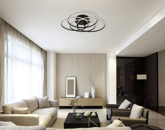 Globo Kombos LED Deckenleuchte 55W Neutralweiß Schwarz Matt, Metall Ø32,9cm 67355-55