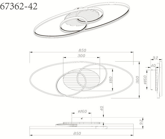 Globo LED Deckenleuchte Tisha I 39W warmweiss Schwarz matt Metall Aluminium 85x30cm