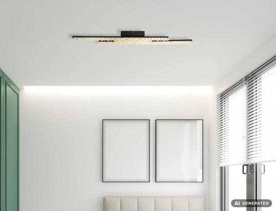 Globo LED Deckenleuchte Hilton 36W warmweiss Schwarz matt Metall Aluminium 102x13cm