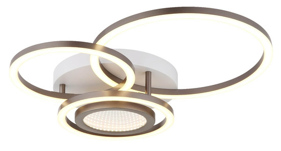 Globo LED Deckenleuchte Randell 40W warmweiss Weiß matt kaffeefarben matt Metall 49x39cm