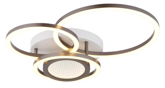Globo LED Deckenleuchte Randell 40W warmweiss Weiß matt kaffeefarben matt Metall 49x39cm