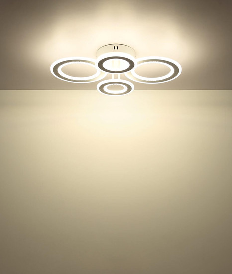 Globo LED Deckenleuchte Anthony 54W CCT warm-/neutral-/tageslichtweiss Weiß matt klar Metall Acrylkristalle 59x42cm