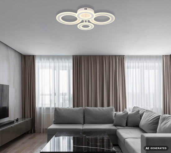 Globo LED Deckenleuchte Anthony 54W CCT warm-/neutral-/tageslichtweiss Weiß matt klar Metall Acrylkristalle 59x42cm