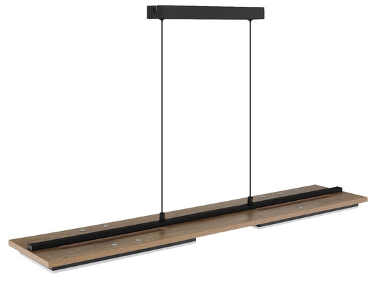 Globo LED Pendelleuchte Bruce 30W warmweiss Schwarz matt Holzoptik dunkel Metall MDF 120x90cm