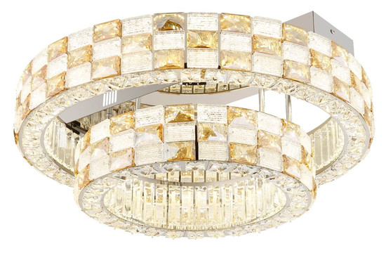 Globo LED Deckenleuchte Lidia 55W dimmbar Fernbedienung CCT warm-/tageslichtweiss Verchromt klar Metall Glaskristalle Ø61cm