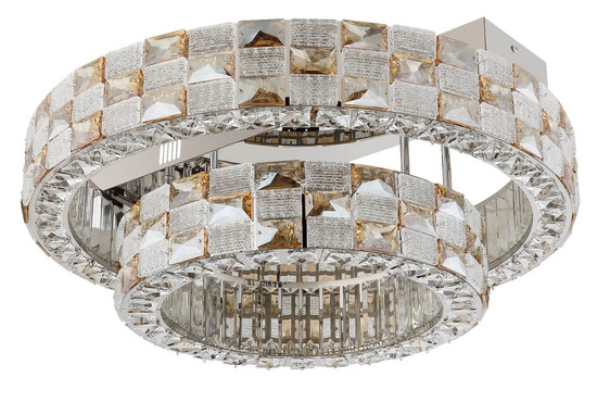 Globo LED Deckenleuchte Lidia 55W dimmbar Fernbedienung CCT warm-/tageslichtweiss Verchromt klar Metall Glaskristalle Ø61cm