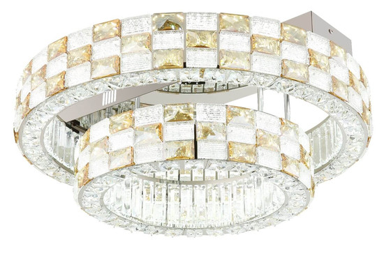 Globo LED Deckenleuchte Lidia 55W dimmbar Fernbedienung CCT warm-/tageslichtweiss Verchromt klar Metall Glaskristalle Ø61cm