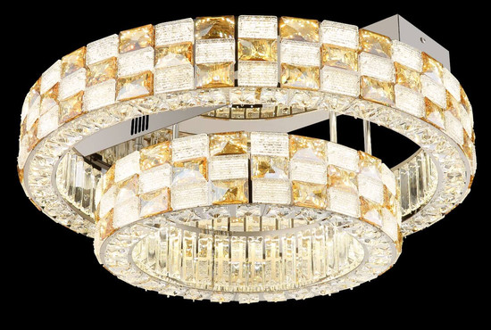 Globo LED Deckenleuchte Lidia 55W dimmbar Fernbedienung CCT warm-/tageslichtweiss Verchromt klar Metall Glaskristalle Ø61cm