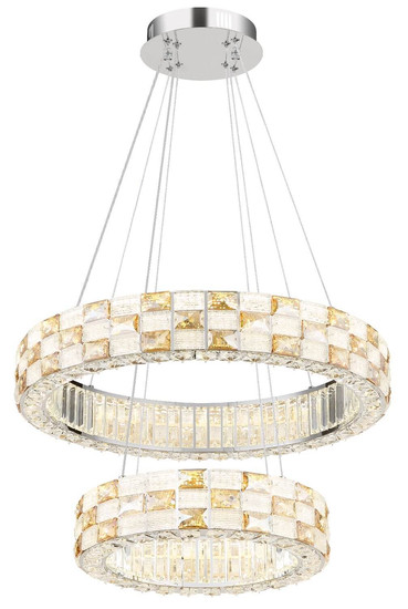 Globo LED Pendelleuchte Lidia 55W dimmbar Fernbedienung CCT warm-/tageslichtweiss Verchromt klar Metall Glaskristalle Ø61cm