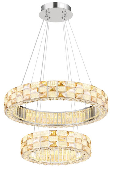 Globo LED Pendelleuchte Lidia 55W dimmbar Fernbedienung CCT warm-/tageslichtweiss Verchromt klar Metall Glaskristalle Ø61cm