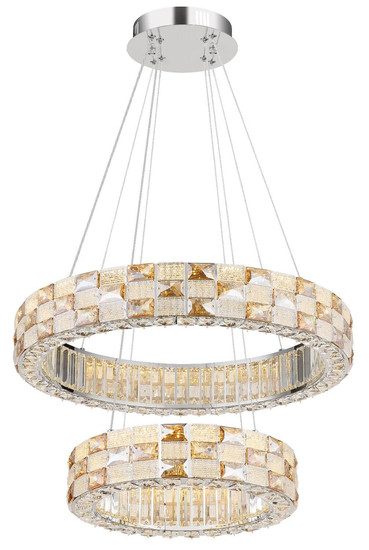 Globo LED Pendelleuchte Lidia 55W dimmbar Fernbedienung CCT warm-/tageslichtweiss Verchromt klar Metall Glaskristalle Ø61cm