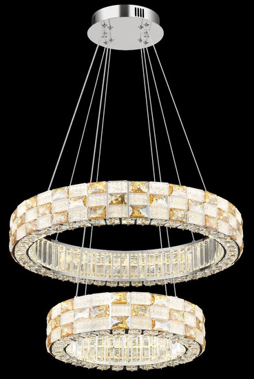 Globo LED Pendelleuchte Lidia 55W dimmbar Fernbedienung CCT warm-/tageslichtweiss Verchromt klar Metall Glaskristalle Ø61cm