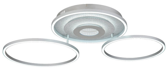 Globo LED Deckenleuchte Miles 40W dimmbar Fernbedienung CCT warm-/tageslichtweiss Silberfarben gebürstet Metall Aluminium 99x57cm