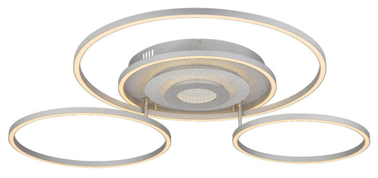Globo LED Deckenleuchte Miles 60W dimmbar Fernbedienung CCT warm-/tageslichtweiss Silberfarben gebürstet Metall Aluminium 99x81cm
