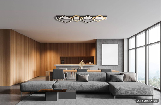 Globo LED Deckenleuchte Lesina 40W warmweiss Verchromt goldfarben gebürstet Metall Aluminium 104,5x35,5cm