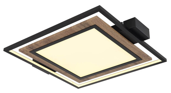 Globo LED Deckenleuchte Gabaldo 36W warmweiss Schwarz matt Metall 50x45cm
