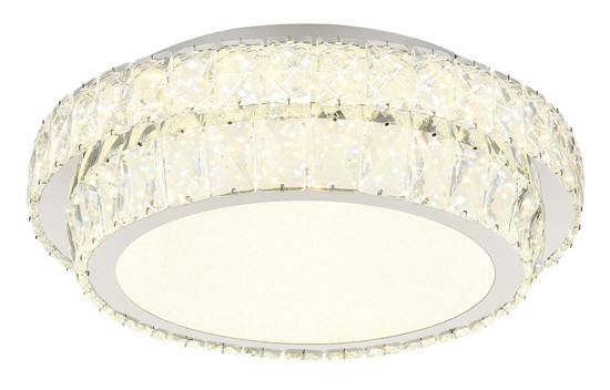 Globo LED Deckenleuchte Klara 38W dimmbar Fernbedienung CCT warm-/tageslichtweiss Verchromt klar Metall K5 Kristalle Ø40cm